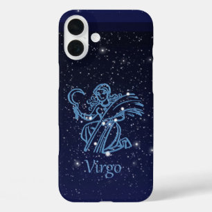 Funda iPhone 16 Plus Constelación de Virgo y Rótulo Zodiaco con estrell