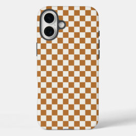 Funda iPhone 16 Plus Copper and eggshell checkerboard pattern