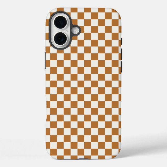 Funda iPhone 16 Plus Copper and eggshell checkerboard pattern (Reverso )