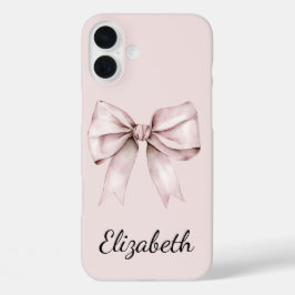 Funda iPhone 16 Plus Coqueta estética arco rosa Nombre personalizado