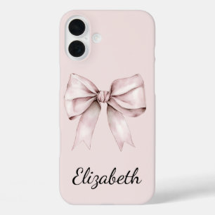Funda iPhone 16 Plus Coqueta estética arco rosa Nombre personalizado