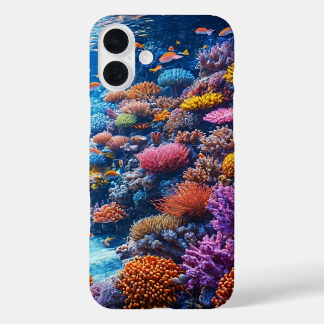 Funda iPhone 16 Plus Corales y el mar (Reverso )