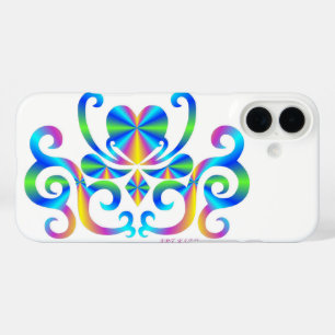 Funda iPhone 16 Plus Corazón arcoiris y Lily