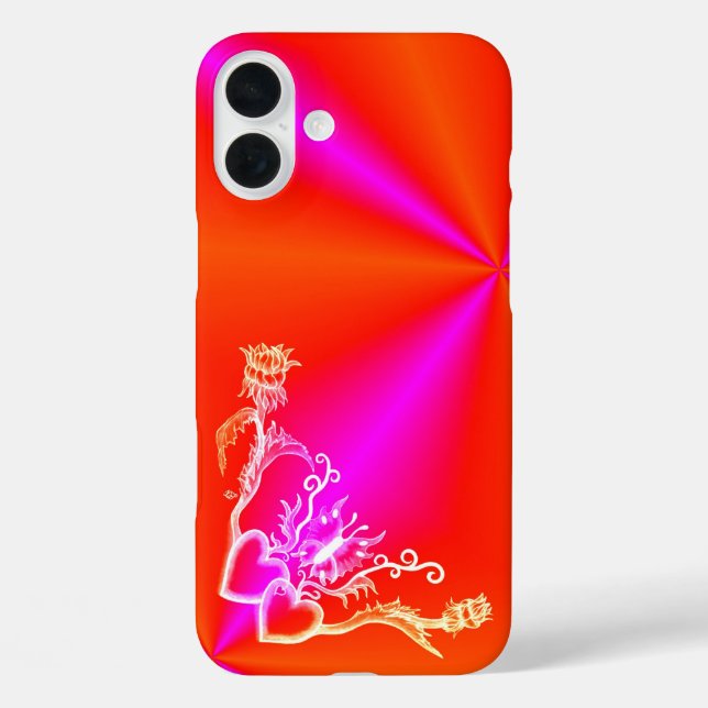 Funda iPhone 16 Plus Corazón con flor y mariposa (Reverso )