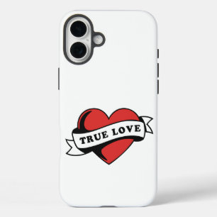 Funda iPhone 16 Plus Corazón del tatuaje del amor verdadero   Diseño ro