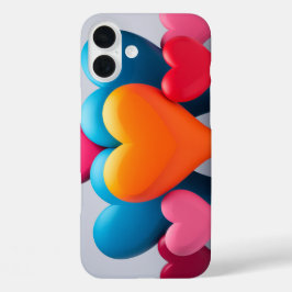 Funda iPhone 16 Plus Corazones coloridos en 3D