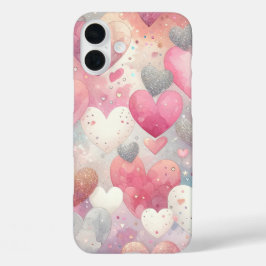 FUNDA iPhone 16 PLUS CORAZONES DE AMOR DE LA VALENTINA BLANCA DE GRUPO 