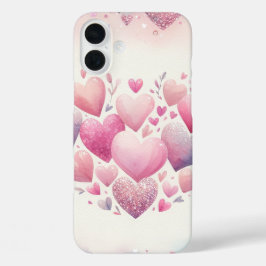 FUNDA iPhone 16 PLUS CORAZONES DE AMOR DE LA VALENTINA BLANCA DE GRUPO 
