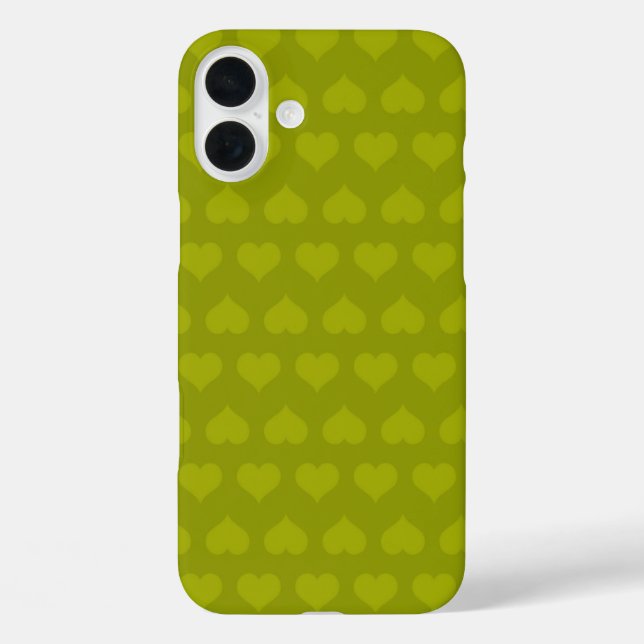 Funda iPhone 16 Plus Corazones de Verde (Reverso )