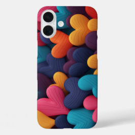 Funda iPhone 16 Plus Corazones multicolores con texturas