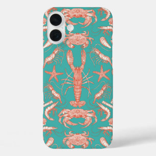 Funda iPhone 16 Plus cornwall crustaceans damask cayenne verdigris