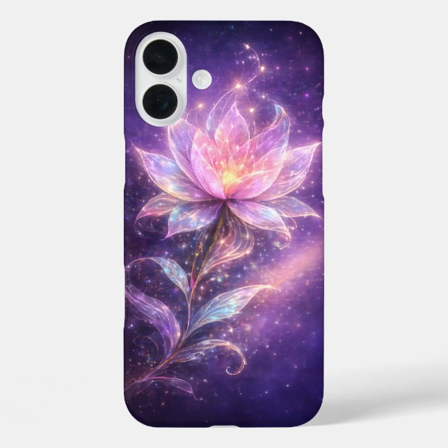 Funda iPhone 16 Plus Cosmic Lotus Flower with Galaxy Glow (Reverso )