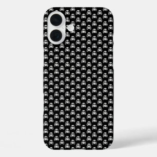 Funda iPhone 16 Plus cráneo espeluznante sobre un fondo negro