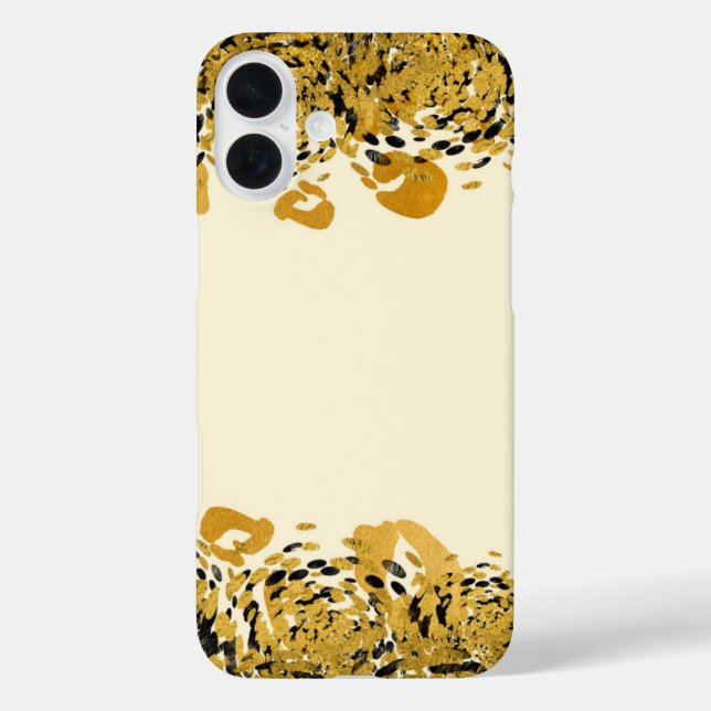 Funda iPhone 16 Plus Crema Exótica de la Jungla Glamour Leopardo Negro  (Reverso )