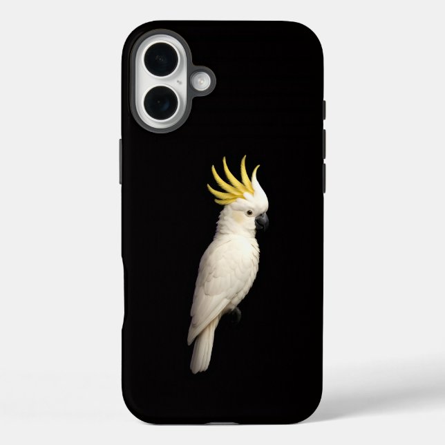 Funda iPhone 16 Plus Crested Cockatoo, Black 4 Luxe iPhone 16 Plus (Reverso )