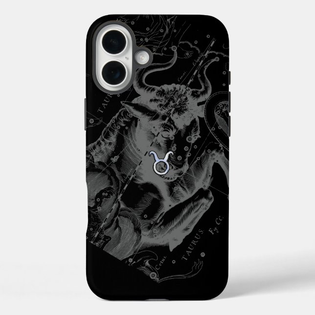 Funda iPhone 16 Plus Cromo Signo Zodiacal Tauro en Estilo Hevelius (Reverso )