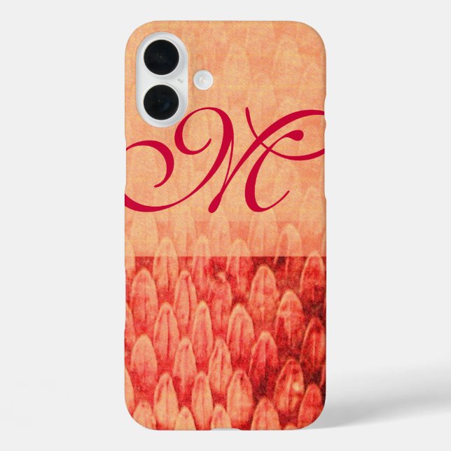 Funda iPhone 16 Plus CROTALUS MONOGRAM fucsia rosa roja (Reverso )