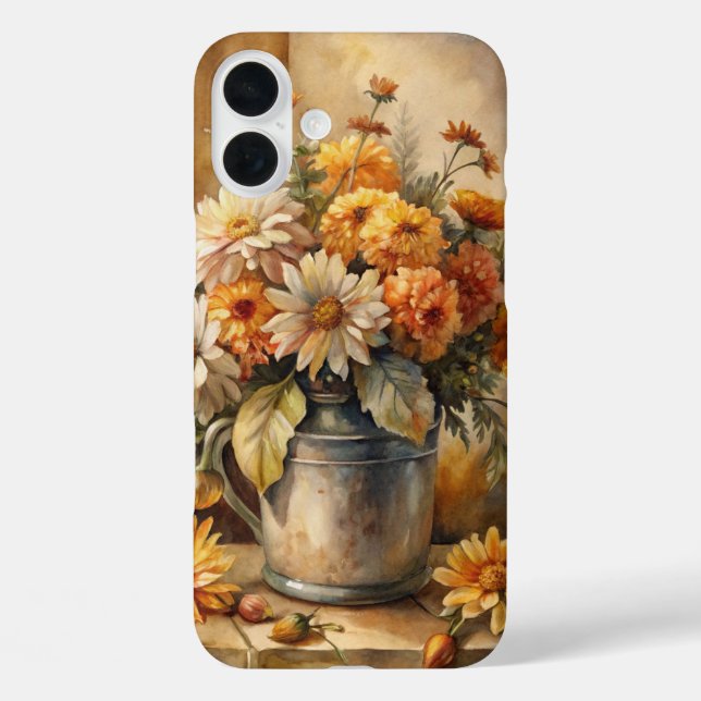 Funda iPhone 16 Plus Cubo con floral de otoño   (Reverso )