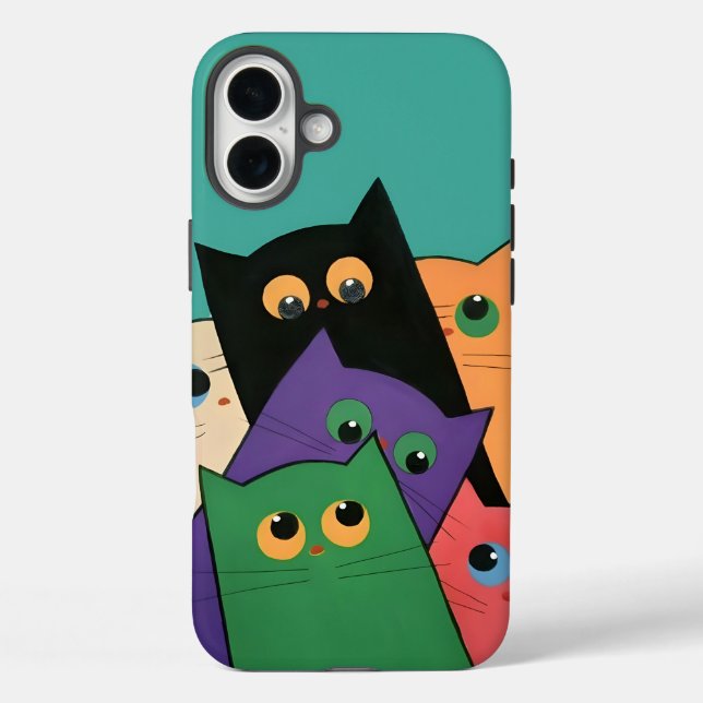 Funda iPhone 16 Plus Curious Cats (Reverso )