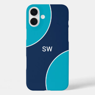 Funda iPhone 16 Plus Custom Modern Blue Minimalist