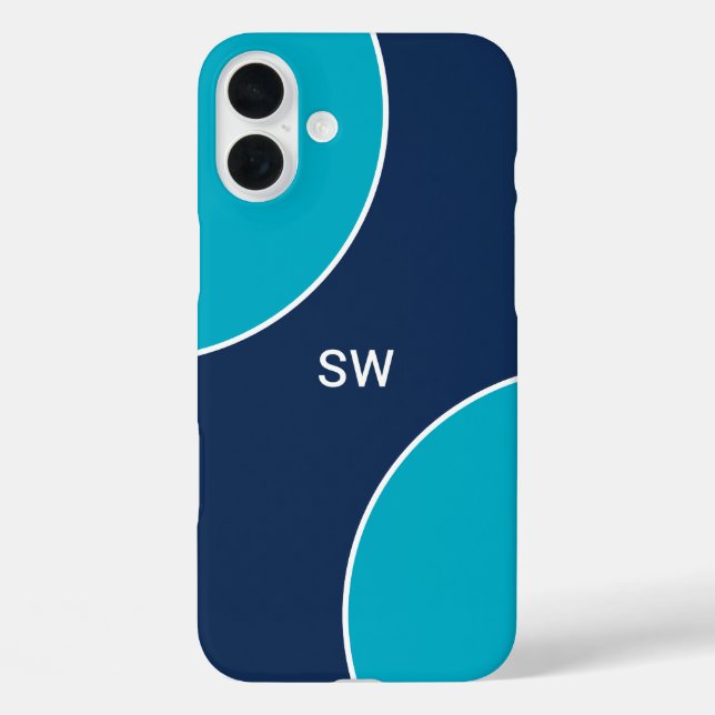Funda iPhone 16 Plus Custom Modern Blue Minimalist (Reverso )