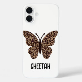 Funda iPhone 16 Plus cute cheetah print butterfly