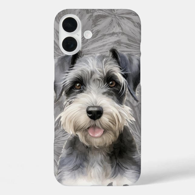 FUNDA iPhone 16 PLUS CUTE MINIATURA SCHNAUZER PUPPY DOG (Reverso )