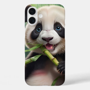 Funda iPhone 16 Plus Cute Panda Comiendo Bambú