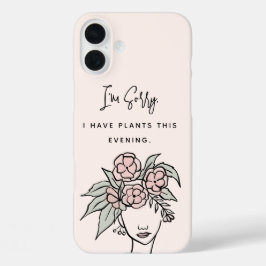 Funda iPhone 16 Plus Cute Rubor ocupado con mi retrato floral de planta