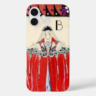FUNDA iPhone 16 PLUS DAMA EN ROJO, BELLEZA DE MODA DE DISEÑO DE COSTUMB