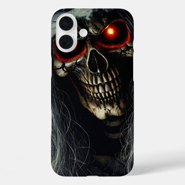 Funda iPhone 16 Plus Dark Reaper Skull with Glowing Eyes Phone Case (Reverso )