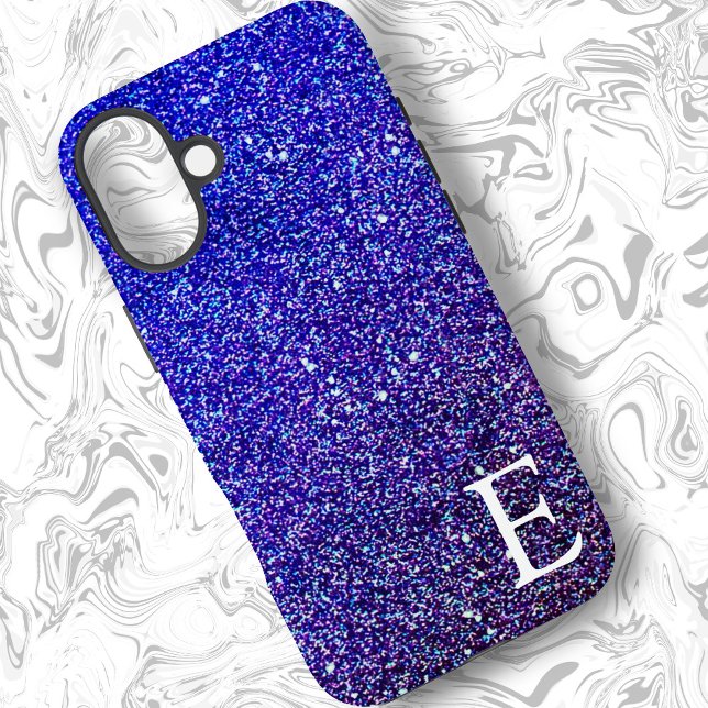 Funda iPhone 16 Plus Deep Blue Girly Impreso Purpurina estilo y lindo (Subido por el creador)