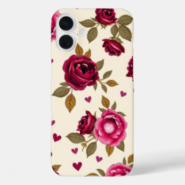 Funda iPhone 16 Plus Deep Burgundy Roses