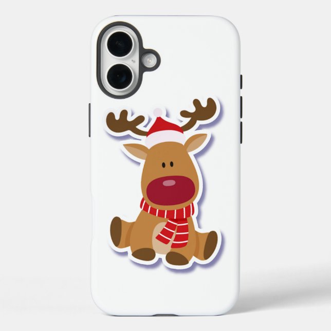 Funda iPhone 16 Plus Deer de navidades cortos (Reverso )