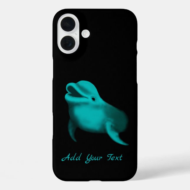 Funda iPhone 16 Plus Delfín afortunado - Añade tu texto (Reverso )