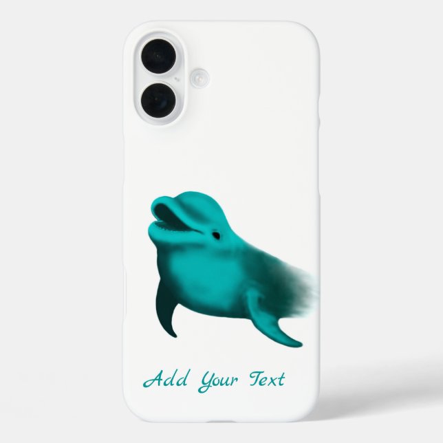 Funda iPhone 16 Plus Delfín afortunado - Añade tu texto (Reverso )