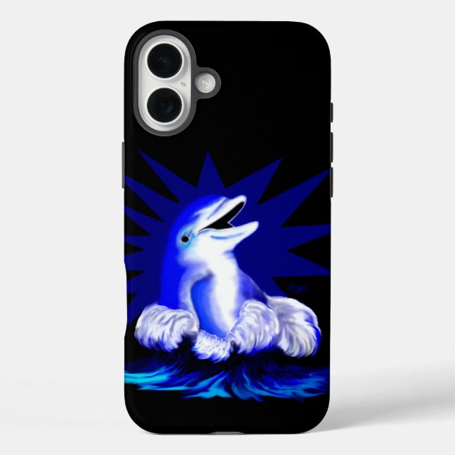 Funda iPhone 16 Plus Delfín sonriente (Reverso )