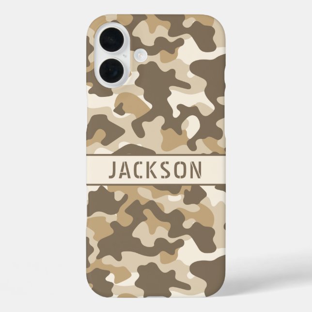 Funda iPhone 16 Plus Desert Camouflage Personalized (Reverso )