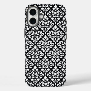Funda iPhone 16 Plus Desplazar la máscara blanca sobre el patrón negro