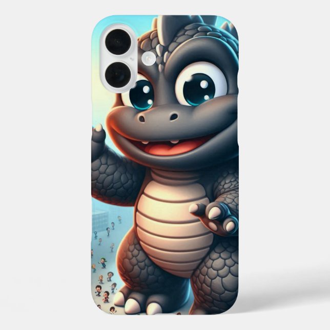 Funda iPhone 16 Plus Dinosaurio enojado (Reverso )