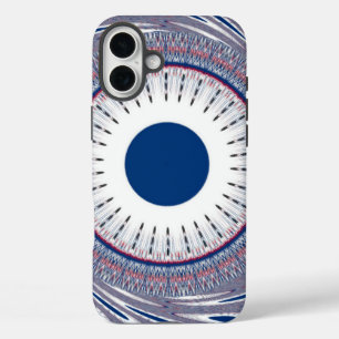 Funda iPhone 16 Plus diseño de arte abstracto azul moda