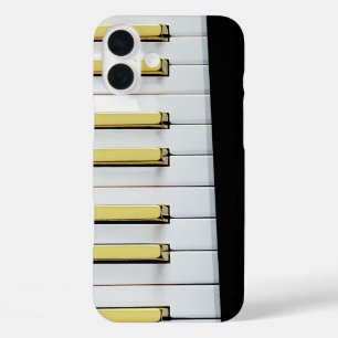 Funda iPhone 16 Plus Diseño de clave de piano audaz con acentos dorados