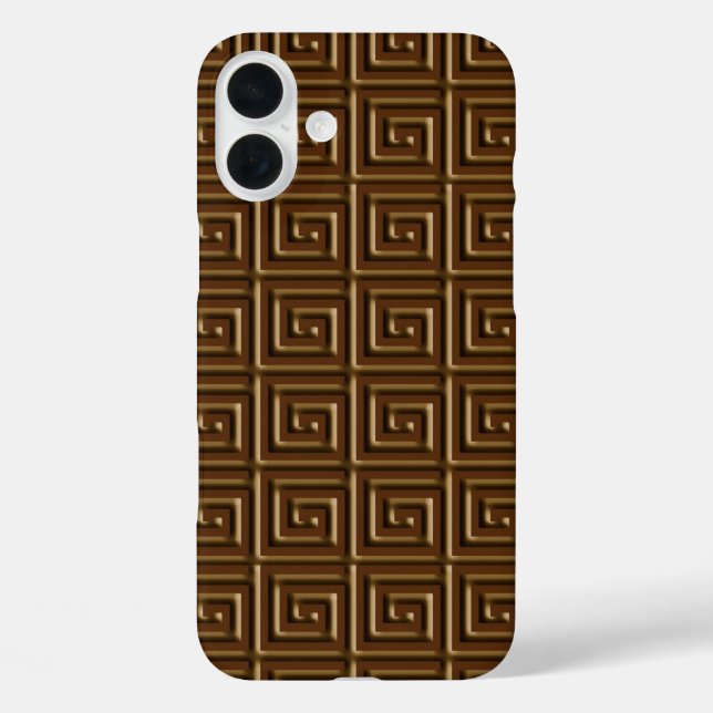 Funda iPhone 16 Plus Diseño de clave griega - chocolate oscuro (Reverso )