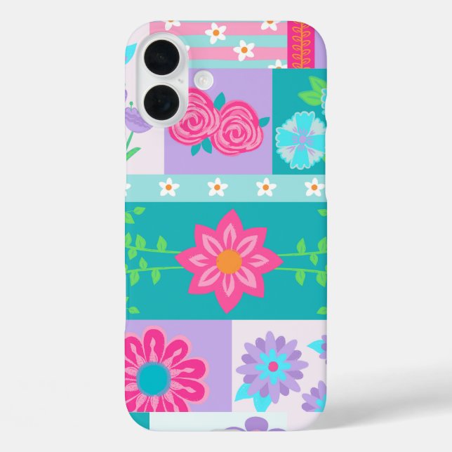 Funda iPhone 16 Plus Diseño de flores vibrantes en flor (Reverso )
