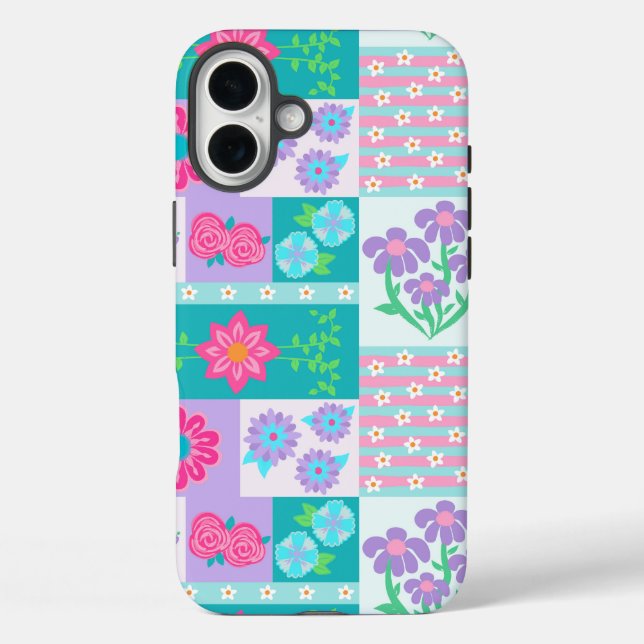 Funda iPhone 16 Plus Diseño de flores vibrantes en flor (Reverso )