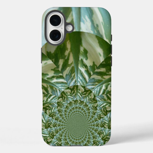 Funda iPhone 16 Plus Diseño de impresión de arte Eco Green Camo Kaleido (Reverso )