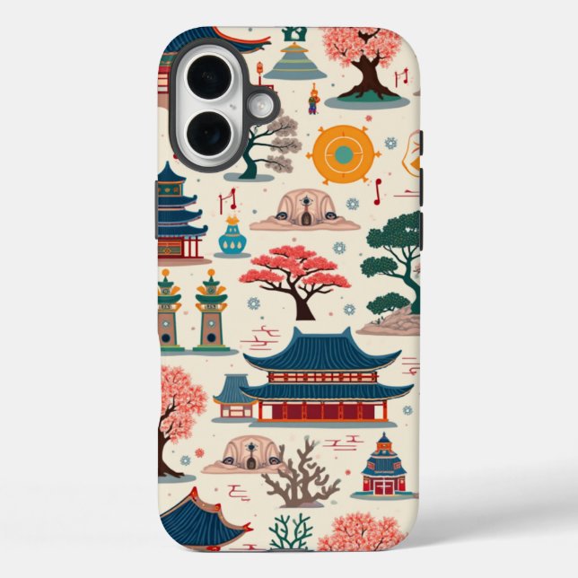 Funda iPhone 16 Plus Diseño de onda de Corea (Reverso )