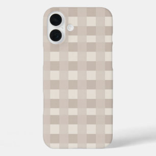 Funda iPhone 16 Plus Diseño de tablero de ajedrez beige minimalista