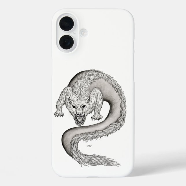 Funda iPhone 16 Plus Diseño en blanco y negro de Wolfdragon (Reverso )