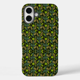 Funda iPhone 16 Plus Diseño sofisticado de patrón floral azul y beige